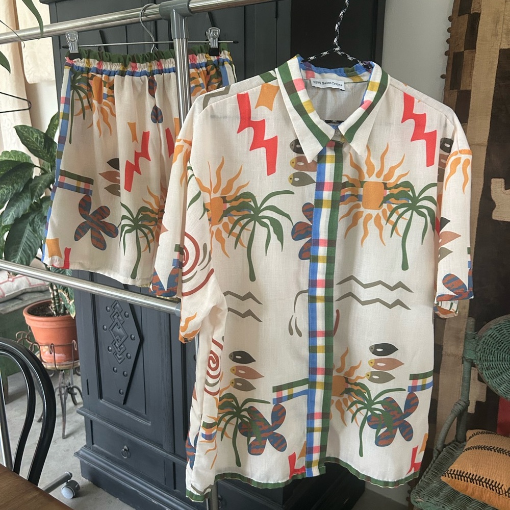 Kiwi Saint-Tropez Abstract Tropical Print Women's Swim Coverup Set One Size